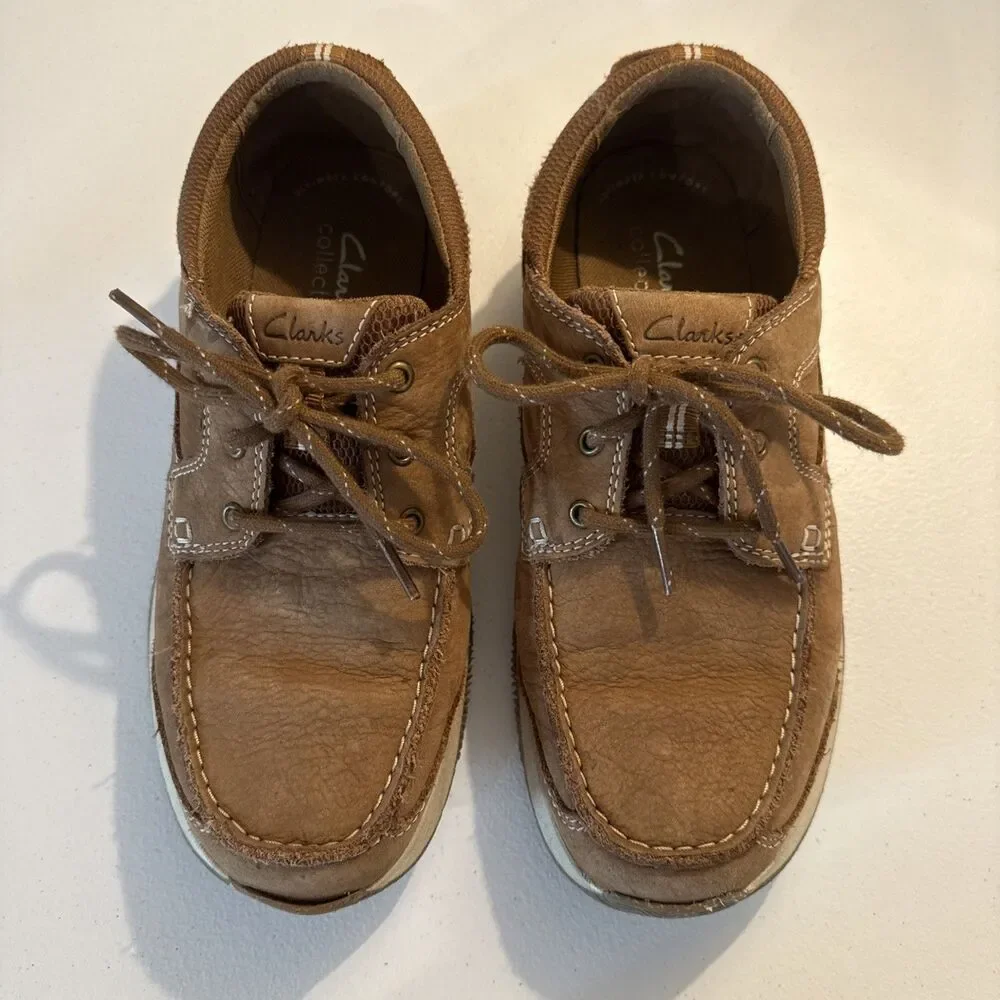 Clarks Collection Men's Light Tan Nubuck Sailview Lace Shoes Sz 7M Lightweight